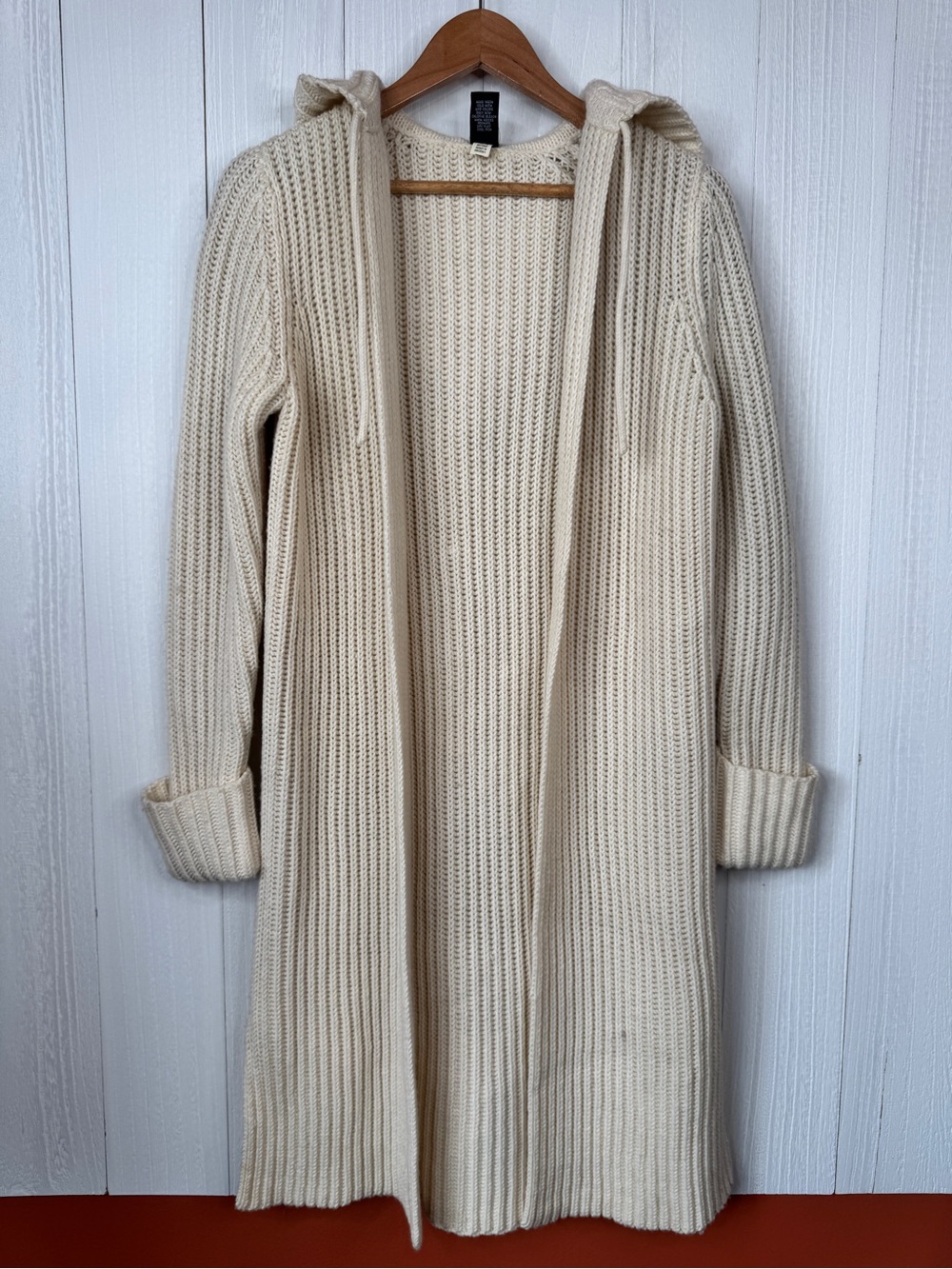 Gap cozy ivory hooded long-duster cardigan